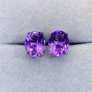 Studörhängen Natural Amethyst Earring 925 Sterling Silver 1,3ct eller 1,8ct ädelsten för män kvinnor x239183