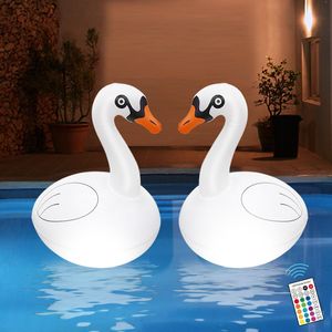 Solar Swan Pool Lights Den bis zu 12 Stunden LED aufblasbare schwimmende Schwanenlichter für Außenterrasse/Garten für Hochzeitsfeierdekoration