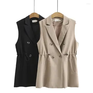 Giubbotti da donna giacche gilet primaverili a set di giro casual collare slim bottone di alta qualità Blazer senza maniche di alta qualità