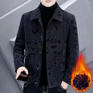 Men's Jackets Men Coat Thick Warm Lapel For Fall Winter Long Sleeve Single-breasted Jacket With Windproof Buttons Mid Length Casual