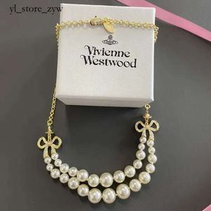 Viviane Westwood Necklace Designer Viviane Empress Dowager Xis Butterfly Pearl Necklace Female Luxury and Luxury Double Layer Pearl Saturn Collar Chain 518