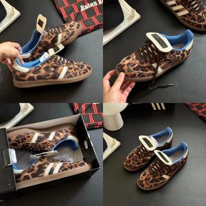 2024 Designer Leopard Print Wales Bonner Men Women Casual Shoes Sneakers Shoes Vintage Trainer Non-Slip Outsole Fashionable Classic Black White Size 36-45 OG