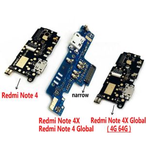Kablar Ny mikrofonmodul+USB -laddningsporttavla flex kabelanslutningsdelar för Xiaomi Redmi Note 4 4x 4xPro Global Replacement