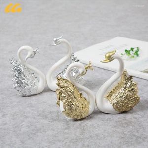 Party Supplies Crown Glass Table Swan Baking Decorative Birthday Anniversary Ornament Cake Topper Figure Paper Weight Desk Home Decoration