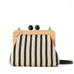 Sacchi da sera a strisce vintage a strisce con guscio di guscio da guscio Donne di alta qualità Elegante spalla di lusso Crossbody squisito casual nella borsetta