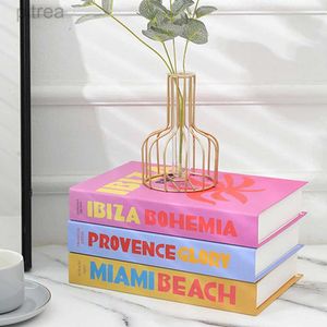 Z3U9 Decorative Objects Figurines Travel Series Fake Book Decoration Coffee Table Living Room Fashion Prop Books Home Model IBIZA CAPRI d240424