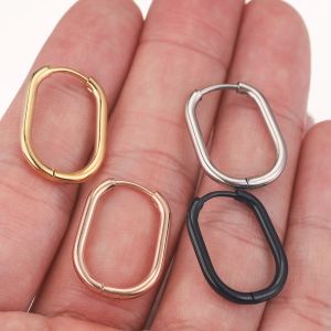 Earrings 6pcs/lot Stainless Steel Rectangle Earrings Ear Hooks GoldPlate oval Hoop Findings for DIY Earrings Parts Jewelry Wholesale