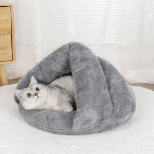 Mattor små hundsäng katter mjuk tvättbar plysch säng grotta kennel djup sömnmattkattunge hus soffa kostymer för chihuahua katt kudde leveranser