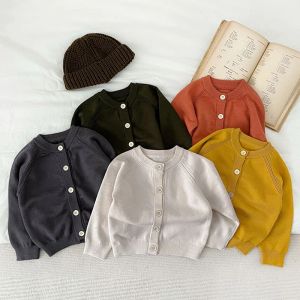 Sweaters Sonbahar Kış Koreli tarzı çocuk kıyafetleri bebek bebek erkek kızlar örgü hırka yeni doğan bebek düz renk kazak ceket