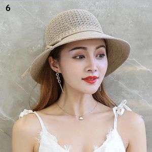 Berets Fashion Holiday atmable Fisherman Hats Frauen Mädchen UV Schutz Sonnenhut Breitkrempeln Stroh Beach Mütze