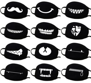 13 Arten von Mustern Frau Männer Mode Cartoon lustige schwarze Baumwolle Schwarze Mund halb Gesicht weicher Antifog Antidust Mask3613217