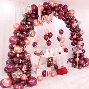 Party Decoration 50 Pcs Burgundy Latex Red Confetti Balloons Set Wedding Decor Rose Gold Balloon Birthday Supplies Heart Globos