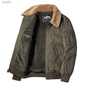 Herrjackor dimusi vinter herr bomber jacka casual mens jacka ull päls krage varm jacka fashionabla retro militärjacka herr kläd