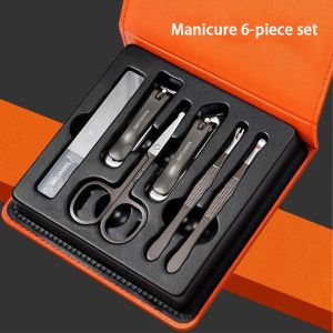 Satser 6st i 1 Set Professional Rostly Steel Nail Clipper Scissor Manicure Set With PU Box Gift