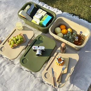 Korgar multifunktionella fällbara picknick camping bärbar fruktvatten container förvaring korg stor kapacitet tvättkorgar innehavare