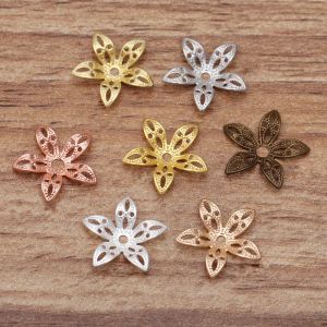 Schmuck 200pcs 15mm Metall Messing Filigree Blumen Perlenkappen Charms Basiseinstellungen DIY handgefertigtes Accessoires für Schmuckherstellung