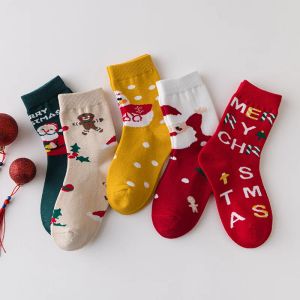 Strumpor 5pairs/set Christmas Kids Girl Boy Socks Cotton Children's Socks For Girls Boys Fashion Autumn Winter Santa Claus Nyårsgåva