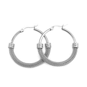 Earrings 1 Pair 304 Stainless Steel Hoops Earrings Color Round Hollow Net Circle Ring Earrings For Women Man Jewelry Exquisite Ear decor