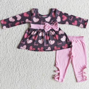Giyim Setleri Toddler Bebek Kız Giysileri Sevgililer Günü Aşk Kalp Butik Kızlar Toptan Çocuk Bell Pantolon