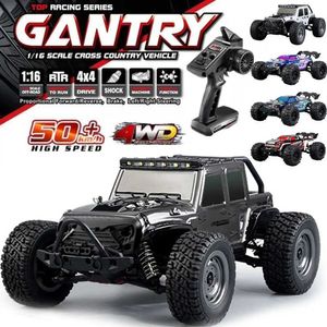 Electric/RC Car 4WD RC Car With Led Lights 2.4G Radio Remote Control Cars Buggy Off-Road Control Trucks Boys Toys for Children 1 16 50Km/h 240424