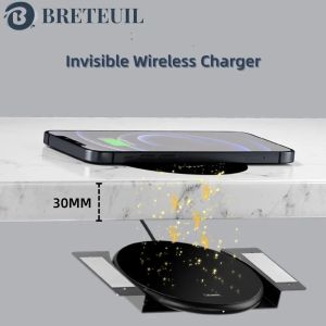 Chargers Qi Invisible Wireless Chargers för iPhone 13 12 11 Pro Max 30mm långdistans dold trådlös luftladdningsbas för Samsung Xiaomi