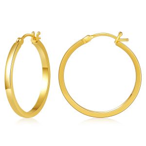 Earrings Vonmoos Lady High Quality Flatted Gold Hoop Earrings 14K Real Gold Plated Designer Jewelry Earring with 925 Sterling Silver Post