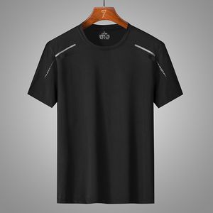 Büyük boy 5xl yaz erkek tişörtleri tees gömlek nefes alabilen hızlı kurutma düz renkli spor giyim baskılı yuvarlak boyun erkek tişört buz ipek kısa kollu