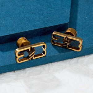 Luxus B -Buchstaben Marke Kupfer Ohrringe Frauen 18k Gold Retro Vintage Kurzkette Choker Frau Oorbellen Brincos Ohrringe Ohrringe Ohren Halsketten Schmuck Geschenk