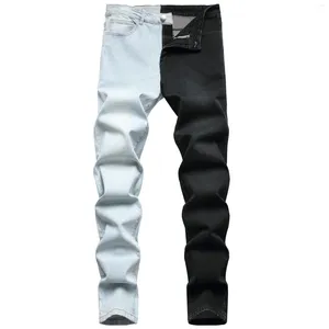 Jeans masculinos Autumn moda masculto alongamento de retalhos magros vintage preto jean masculino y2k streetwear jeans gótico gótico vaqueros hombre