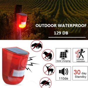 Accessories Solar Strobe Light Alarm Waterproof Solar Infrared Motion Sensor Alarm Remote Control Multifunctional for Villa Farm Yard Garden