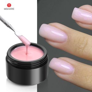 Kits MSHARE 50g Holographics Nails Builder Extension Gel Aurora Pink Glitter Milky White Shade UV Led Soak Off