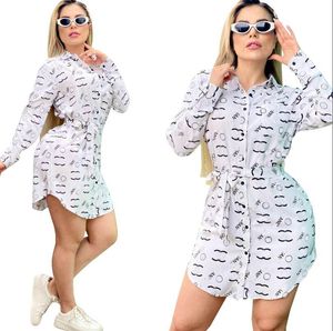Kvinnor BLOUSES SHIRTS Tryck CC Letter Designer Shirt Topps Långärmad Slim Fit Shirt Dress Plus Size Size
