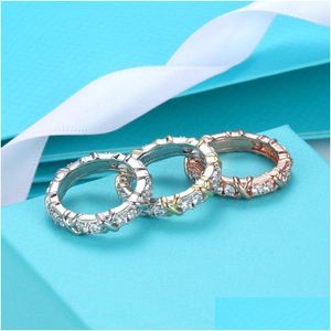 Band Rings Moissanite Ring Love Designer For Women Womens Jewelry Woman Rose Gold Sier Cross Luxury Jewelrys Ladies Girl Party Birthda Otk7E