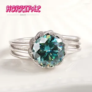 Кластерные кольца ужасные 3-5-е Зеленый Моссанит Кольцо Высококачественные роскошные украшения S925 Элегантное обручальное обручальное кольцо для женского пасса