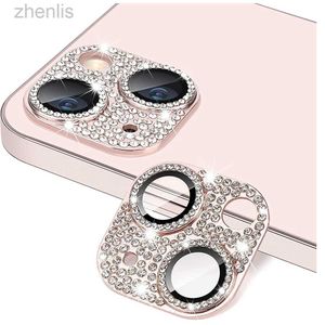 Casos de telefone celular Capa de protetor de câmera de diamante Glitter para iPhone 15 14 Plus 13 Pro Max 12 mini 11 Mulheres Proteção Acessório do telefone D240424