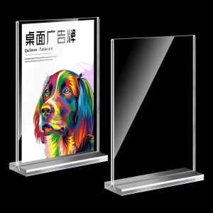 Banners Acrylic Desktop Display Frame Table Card Sign Collection Photo Protection Holder Magnetic Album Postcard Souvenir Display Stand