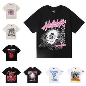 Hellstar T Shirt Adam Tasarımcı Tişörtleri Grafik Tee Giyim Moda Giysileri Yaz Yatık Yıkanmış Kumaş Sokak Graffiti Yazı Folyo Baskı Vintage