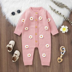 Pieces Citgeett Spring Infantas meninas malhas malha Moda de manga comprida Botão Flor Sweater Sweater Roupas rosa