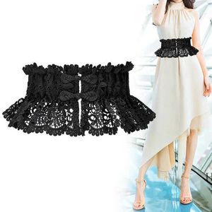 Cintos espartilho largo Lace Slimming Body Belts for Women Elastic High Strap Shap Shaping Holding Hollow Out Sexy Belt for Dress 240423