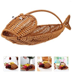 Dinnerware Sets Storage Basket Fruit Baskets Imitation Rattan For Kitchens Bread Pp Holder Countertop Household