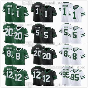 New Looks Jerseys For 2024 Football 5 Garrett Wilson 1 Sauce Gardner 20 Breece Hall 8 Aaron Rodgers 12 Joe Namath 95 Quinnen Williams Men Women Youth All Stitched