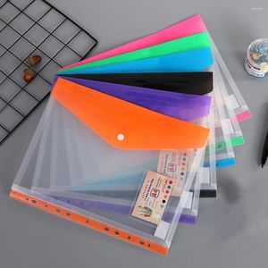 Storage Bags 1Pc A4 Expandable Binder Pocket For 2/3/4 Ring Heavy Duty Plastic Envelope File Folders With Snap Button And Label