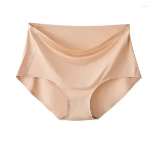 Women's Panties Ice Silk Intimates Seamless Slip Underwear Woman High Rise Satin Soft Underpants Pretty Briefs