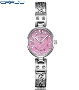 CRRJU Moda Mulheres Visto Analógico Exibir Aço Anterior Quartz Elegante Assista Life Impermeperado Good Presente Lady Watch With Box9899300