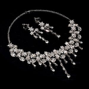 Sparkly Bling Crystals Diamond Necklace Jewelry Sets Bridal Earrings Rhinestone Crystal Party Wedding Accessories