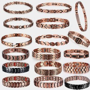 Men Pure Copper Bracelet Health Energy Germanium Magnetic Vintage Hologram Chain Link Bracelets for Women Arthritis 240423