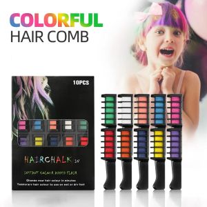 Färg Ny hårkram Comb Tillfälligt hårfärgfärg för flickor Tvättbar hårkrita för barn födelsedag cosplay gåva