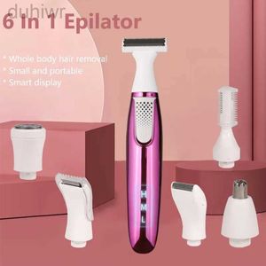 Epilator 6 i 1 Kvinnor rakapparat smärtfritt hårborttagning Epilator rakmaskin ansikte skägg ögonbryn näsa trimmer kropp elektrisk rakkniv D240424