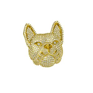 Liberte o seu swagger personalizado bulldog design de hip hop pingente masculino em 10kt e 14kt de ouro amarelo com preciosos naturais