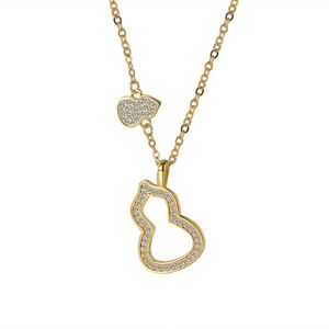 Золотая тыква высокая версия подвесные ожерелья золото бриллиантовое точное качество женского титанового стального дизайнера роскошного дизайнера